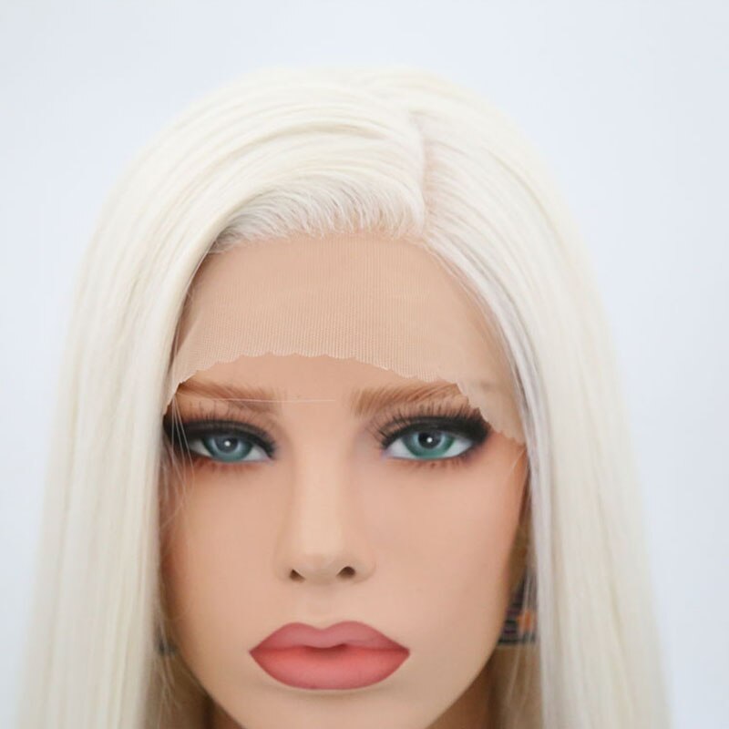 FROST HUMAN HAIR COLLECTION Charisma Blonde Wig Synthetic Lace Front Wig for Women Long Silky Straight Hair Natural Hairline Side Part Cosplay Wigs