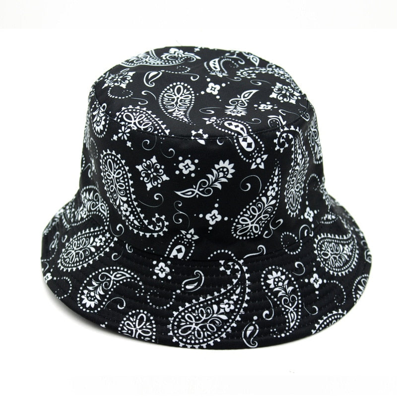 Unisex Cotton Bucket Hat Men Women Cashew Flowers Double-Sided Sun Cap Summer Panama Fashion Fold Sun Fishing Fisherman Hats