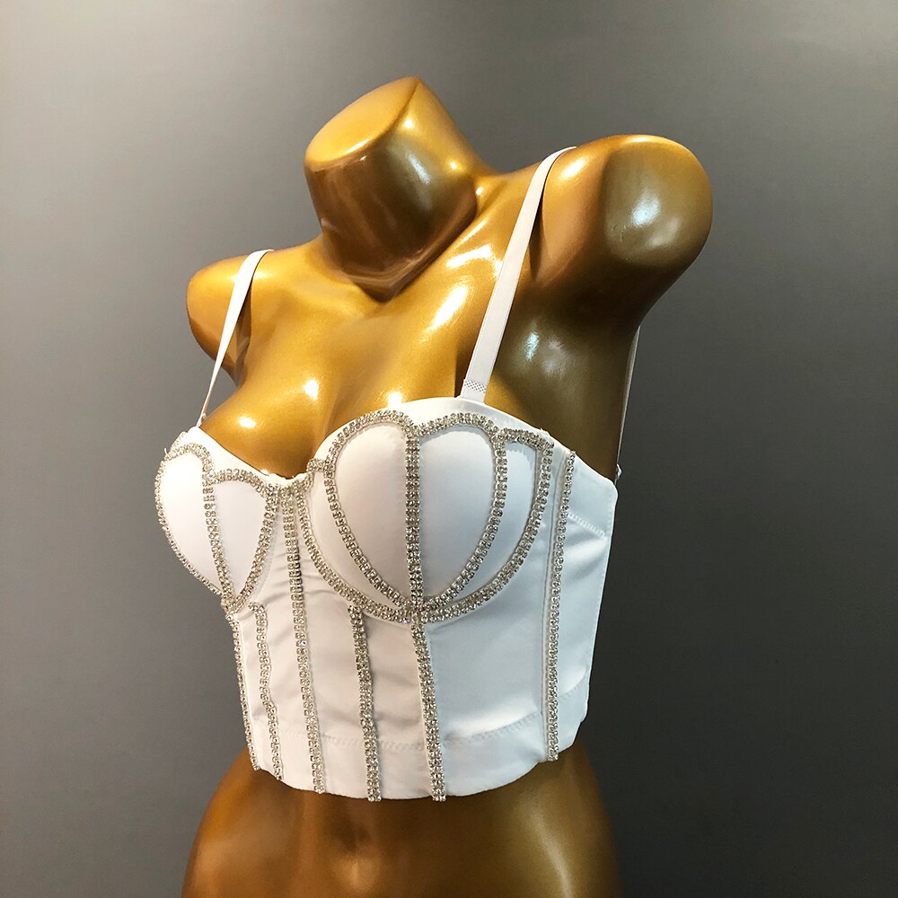 Handmade Women Glitter Diamante Crop Top
