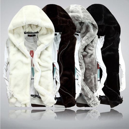 Men Winter Coral Velvet Hoodie