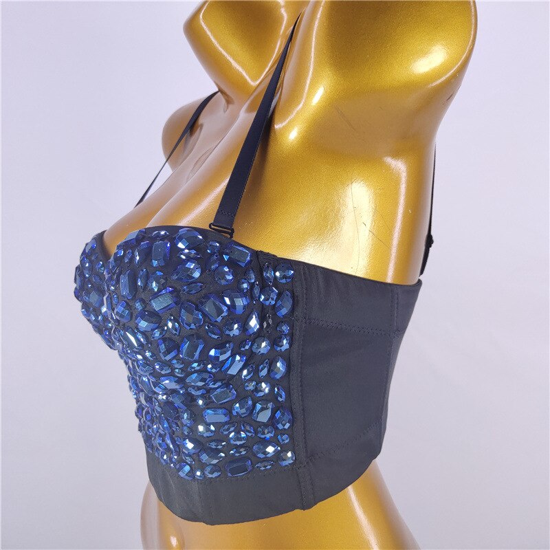 Sexy Sparkle Rhinestones Crop Top Corsets