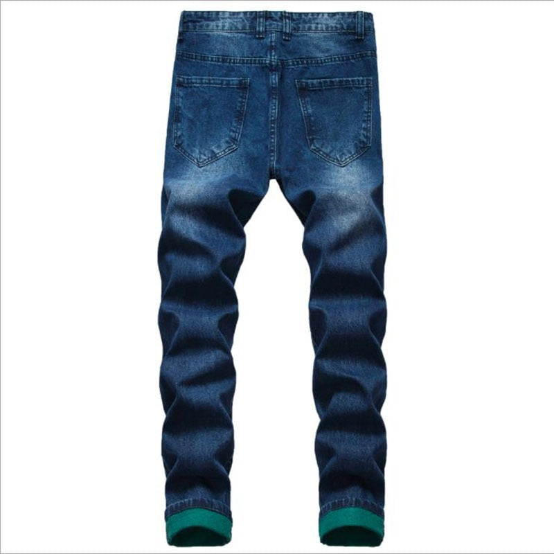 Men Ripped Jeans Autumn Designer Slim Fit