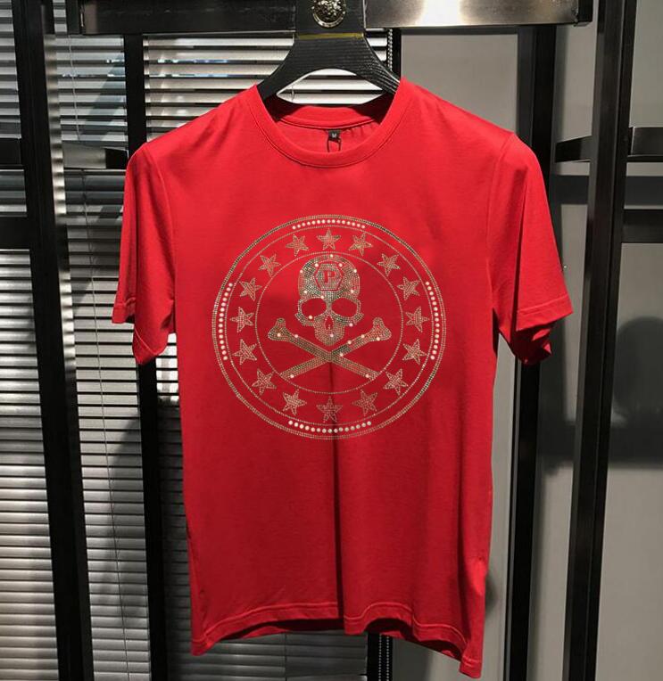 men Rhinestone Summer top quality t shirt