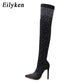 Crystal Rhinestone Stretch Fabric Sexy High Heels