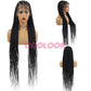 FROST HUMAN HAIR COLLECTION 36‘’ Full Lace Box Braid Lace Front Wig Super Long Criss Cross Knotless Braids Wig Ombre Synthetic Braided Wigs for Black Women