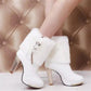 Cresfimix women cute sweet high quality white pu leather high heel boots lady casual autumn &amp; winter warm boots cool shoes a2849