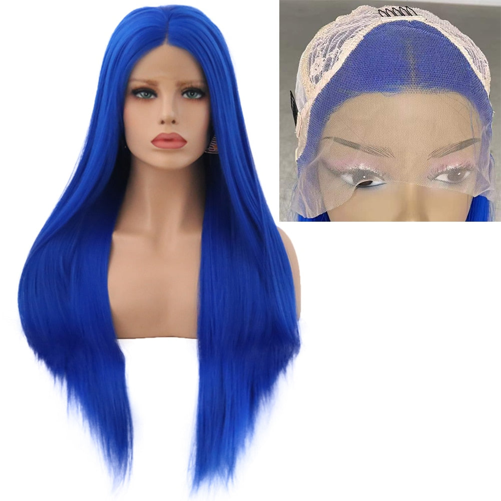 FROST HUMAN HAIR COLLECTION Charisma Blonde Wig Synthetic Lace Front Wig for Women Long Silky Straight Hair Natural Hairline Side Part Cosplay Wigs