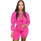 pink Faux Leather Striped Side Baseball Jacket
