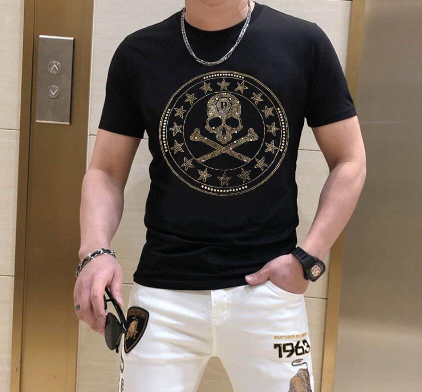 men Rhinestone Summer top quality t shirt