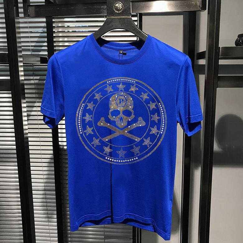 men Rhinestone Summer top quality t shirt