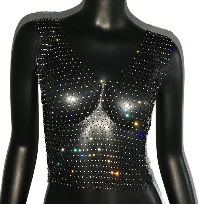 FestivalQueen Diamonds Mesh Cropped Tank Top