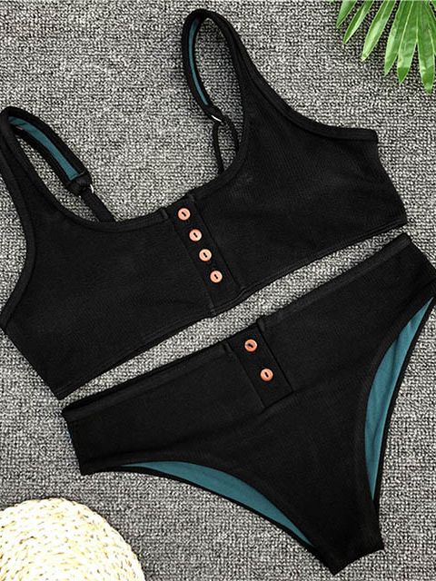 Women Ribbed Swimsuit Female Two pieces