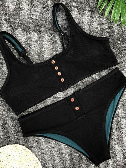 Women Ribbed Swimsuit Female Two pieces