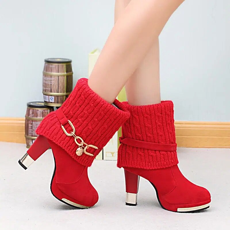 Cresfimix women cute sweet high quality white pu leather high heel boots lady casual autumn &amp; winter warm boots cool shoes a2849