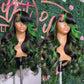 FROST HUMAN HAIR COLLECTION Green Highlight Wig Human Hair Colored Green 13x4 Lace Front Human Hair Wigs for Women Peruvian Remy Wavy Full Lace Wigs