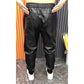 Men Leather Pants Elastic Waist Leather Pants