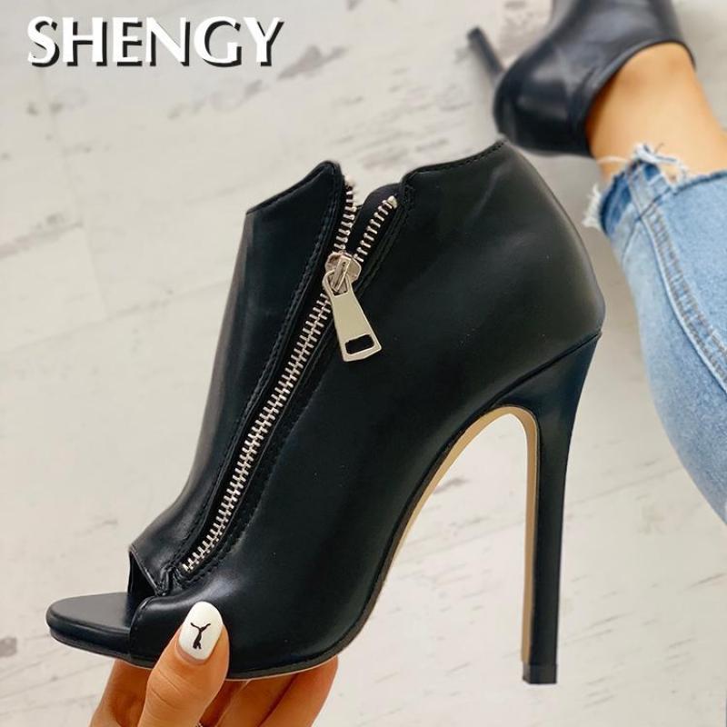 Thin High Heels 11cm Zipper Peep Toe gladiator pumps
