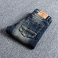 Italian Men Jeans Retro Elastic Slim Fit Ripped Jeans