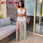 PinePear Sexy Crochet Tassel Two Piece Skirt Set