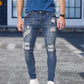 Men Cotton Stretchy Ripped Skinny Jeans High Quality