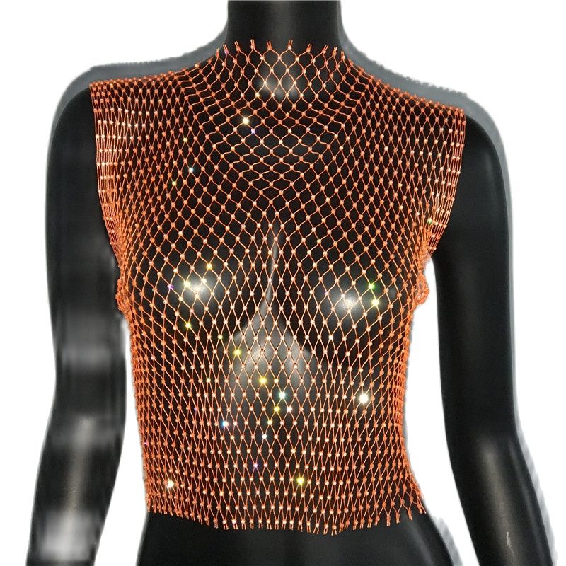 FestivalQueen Diamonds Mesh Cropped Tank Top