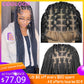 FROST HUMAN HAIR COLLECTION 36‘’ Full Lace Box Braid Lace Front Wig Super Long Criss Cross Knotless Braids Wig Ombre Synthetic Braided Wigs for Black Women
