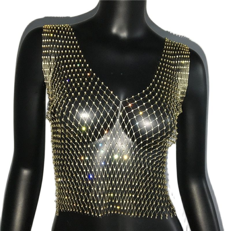 FestivalQueen Diamonds Mesh Cropped Tank Top