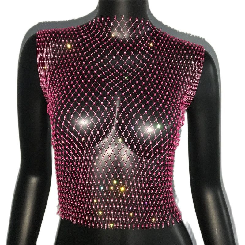FestivalQueen Diamonds Mesh Cropped Tank Top