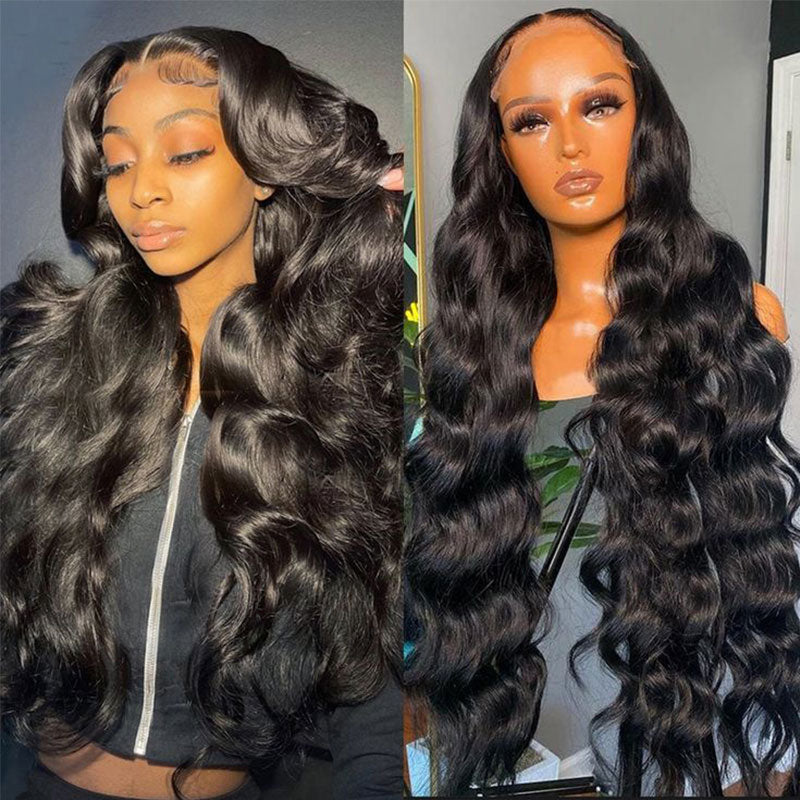 FROST HUMAN HAIR COLLECTION Transparent Body Wave Lace Front Wig 220 Raw Wavy Human Hair Lace Front Wigs Pre Plucked Body Wave Frontal 4x4 Lace Closure Wigs