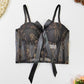 Tank Top Sweet Flowers Crop Top Mesh Embroidery Corset Women Elegant Party Bustier Streetwear Festive Clothing