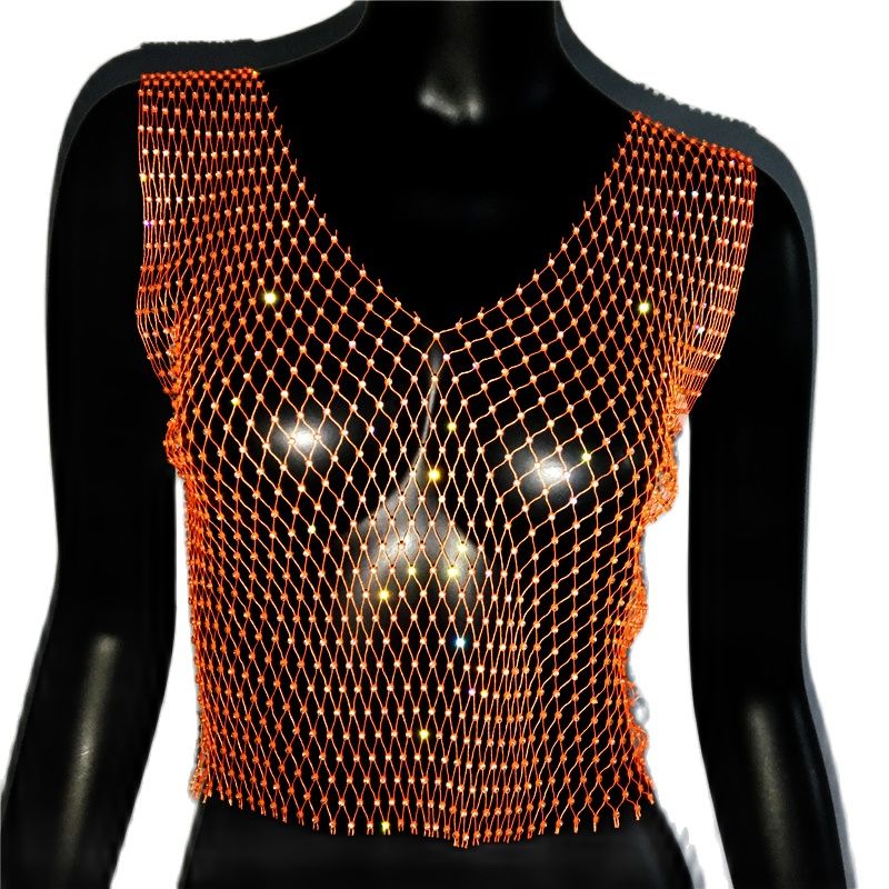 FestivalQueen Diamonds Mesh Cropped Tank Top