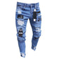 Men Cotton Stretchy Ripped Skinny Jeans High Quality