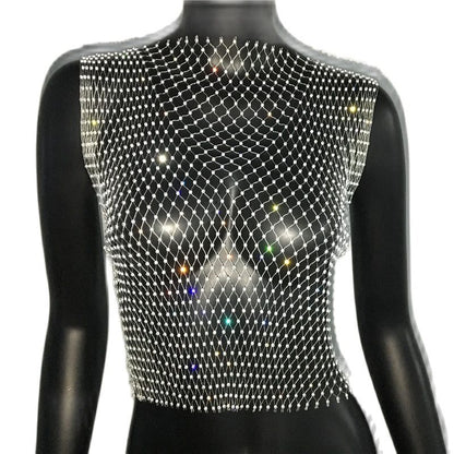 FestivalQueen Diamonds Mesh Cropped Tank Top