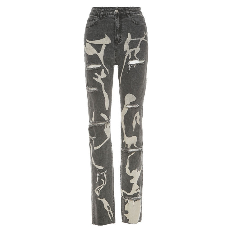 Cotton Hole Jeans Women