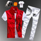 Mens  Casual Denim Vest Jeans Pants Slim Fit Two Piece Set