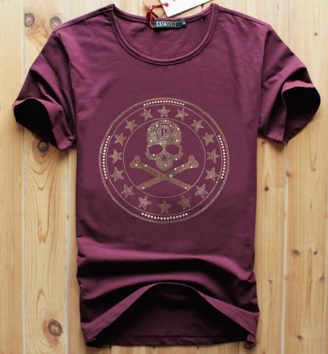men Rhinestone Summer top quality t shirt