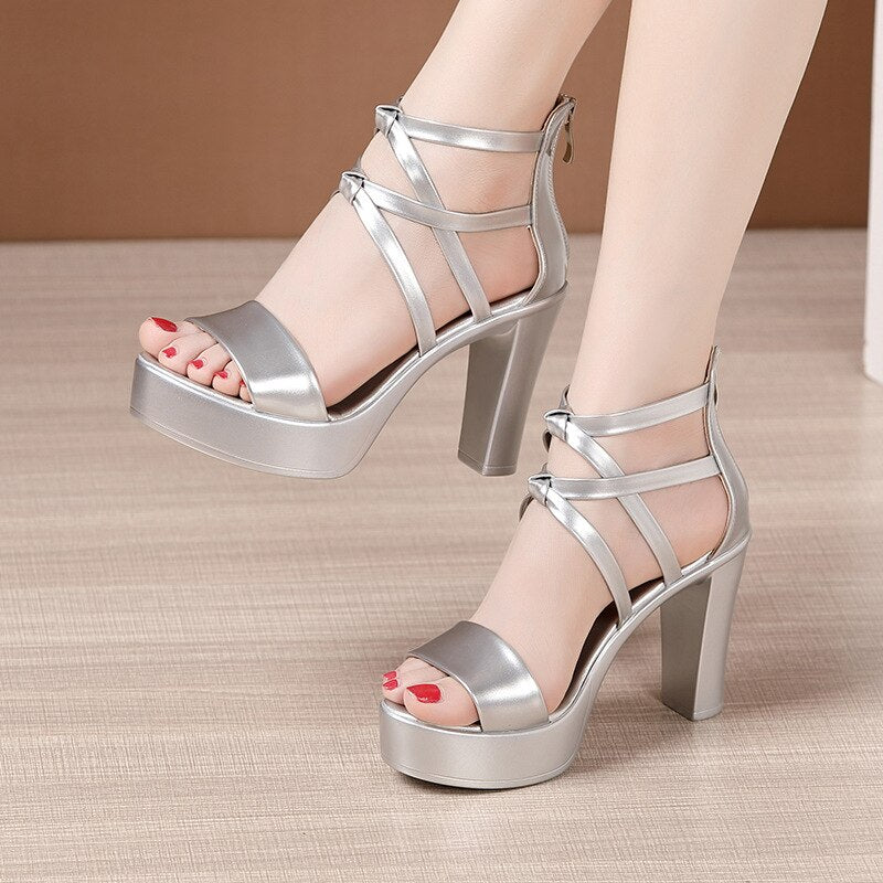 Block Heel Platform Sandals Women