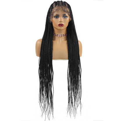 FROST HUMAN HAIR COLLECTION 36‘’ Full Lace Box Braid Lace Front Wig Super Long Criss Cross Knotless Braids Wig Ombre Synthetic Braided Wigs for Black Women