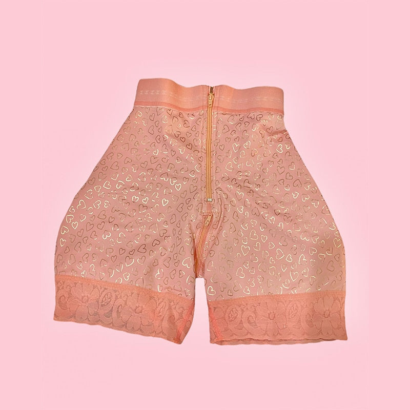 Fajas Colombianas Pink Printed Shorts And Corset