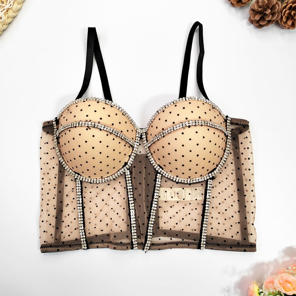 Tank Top Sweet Flowers Crop Top Mesh Embroidery Corset Women Elegant Party Bustier Streetwear Festive Clothing