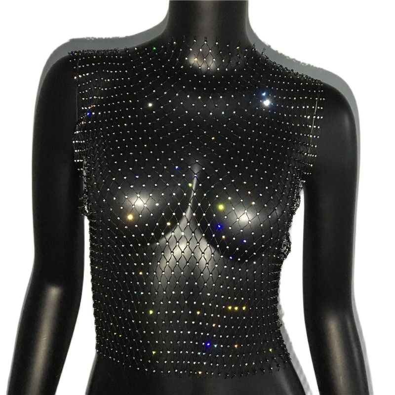FestivalQueen Diamonds Mesh Cropped Tank Top