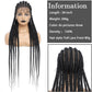 FROST HUMAN HAIR COLLECTION 36 Inches Full Lace Box Braided Wig Cornrow Braids Lace Wigs Synthetic 360 Knotless Box Braids Lace Front Wigs for Black Women