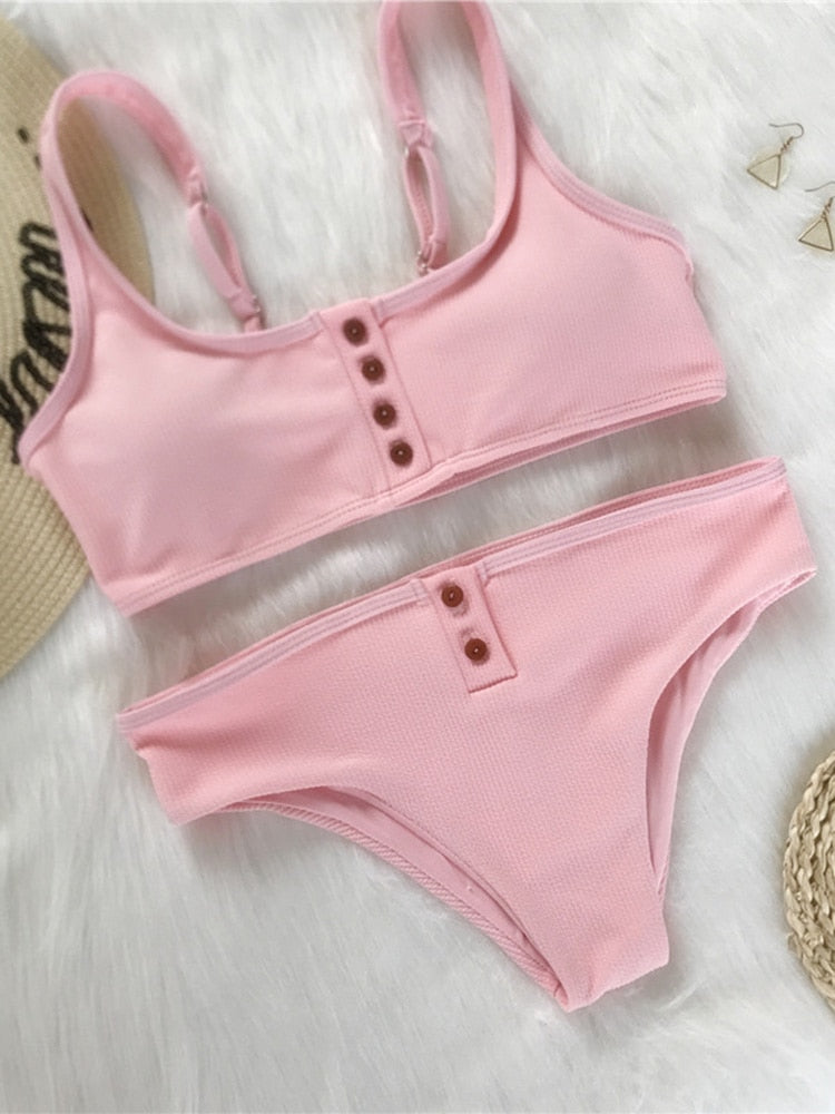Women Ribbed Swimsuit Female Two pieces