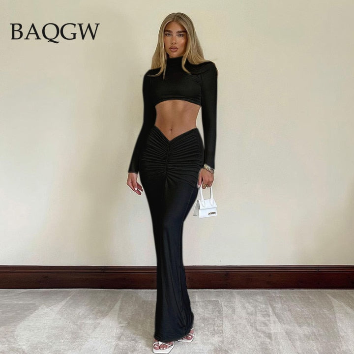 Elegant Long Sleeve Two Piece Dress Set