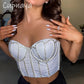 Handmade Women Glitter Diamante Crop Top