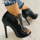 Thin High Heels 11cm Zipper Peep Toe gladiator pumps