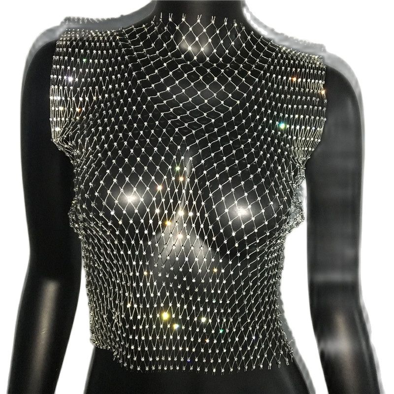 FestivalQueen Diamonds Mesh Cropped Tank Top