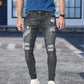 Men Cotton Stretchy Ripped Skinny Jeans High Quality
