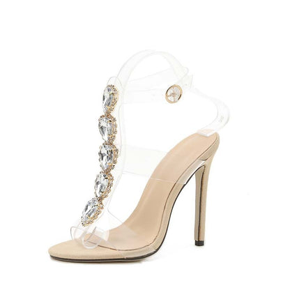 Rhinestone Decoration Pointed Toe Thin High Heel