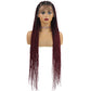 FROST HUMAN HAIR COLLECTION 36‘’ Full Lace Box Braid Lace Front Wig Super Long Criss Cross Knotless Braids Wig Ombre Synthetic Braided Wigs for Black Women